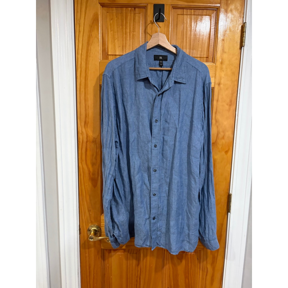 Banana Republic Linen Shirt XXL Tall Slim Fit Blue Chambray